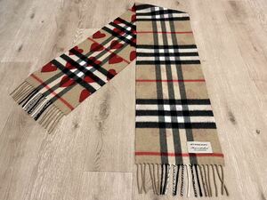 BURBERRY　バーバリー　マフラー　カシミア100％　レッドハート　未使用に近い　小さめ　送料無料!!!