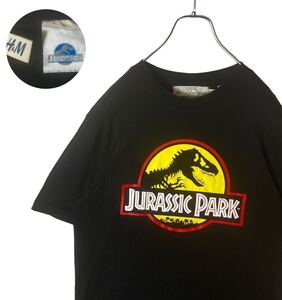 希少古着 JURASSIC PARKジュラシックパーク ビッグプリント ブラックTシャツ H&Mコラボ