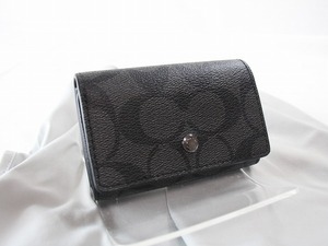 1円　未使用　コーチ　COACH　★　5連キーケース　★　ブラック　シグネチャー柄　　YA27