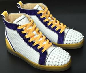 未使用 Christian Louboutin クリスチャンルブタン Lakers レイカーズカラー スパイクスタッズ スニーカー 40 (25) 