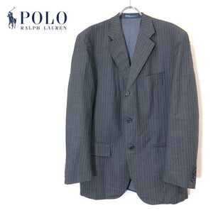 1O1888-F-N◆ POLO RALPH LAULEN ポロラルフローレン テーラードジャケット シングル 総裏 ◆ AB7 ウール ブラック 古着 メンズ 秋冬