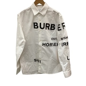 ♪♪ BURBERRY バーバリー メンズ シャツ ホースフェリー 黒ロゴプリント SIZE S ホワイト やや傷や汚れあり