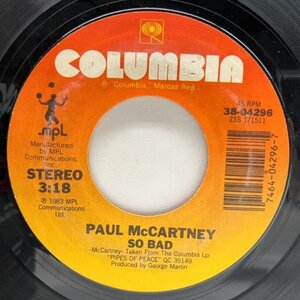 美盤!! USオリジナル 7インチ PAUL McCARTNEY So Bad (