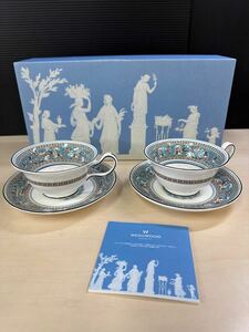 WEDGWOOD Wedgwood フロレンティーン ターコイズ カップ ソーサー ペア ウェッジウッド 箱付き