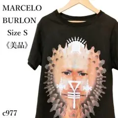 【美品】マルセロブロン グラフィックTシャツ 半袖 個性柄デザイン S 黒