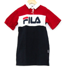 フィラ ワンピース トップス 半袖 ポロワンピ ロゴT キッズ 女の子用 110サイズ 赤×白×紺 FILA