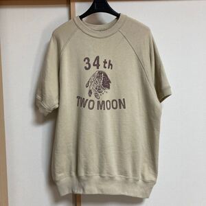 【美品】Two Moon トゥームーン 半袖ラグランスウェット ベージュ サイズ44 