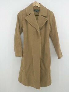 ■ ◎ LAUREN RALPH LAUREN ベルト付 ウール カシミヤ混 長袖 コート サイズ 0 ブラウン レディース P