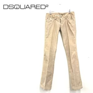 1D1301-R-N◆イタリア製 DSQUARED2 ディースクエアード コーデュロイフレアパンツ◆サイズ40 レディース 婦人 ボトムス 秋冬 ベージュ