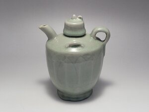 青磁 蓮瓣紋 水注 時代唐物 高さ約13.9cm / 茶道具 煎茶道具 煎茶具 紫砂壺 茶壺 朱泥 茶器 茶注 人間国宝 李朝 高麗 古董