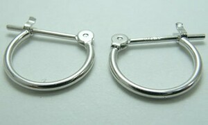 【新品】k14/14金/ホワイトゴールド/シンプルフープピアス/1mm×13mm