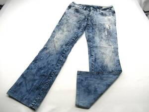 【送900円】5426　DIESEL　ディーゼル　デニムパンツ　ジーンズ　タイダイ　ストレート　ダメージ有　ブルー系　インディゴ　W27 L32　27