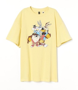 【LOONEY TUNES×H＆M DIVIDED】ルーニーテューンズ エイチ＆エム オーバーサイズ Tシャツ M 古着 WB