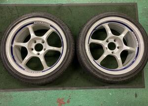 ADVAN Racing　17x8.5J　+37　PCD114.3　ハブ径72mm　２本　215/45R17　タイヤ古い　交換要す