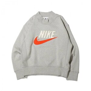 L457 NIKE AS M NSW TREND OVERSHIRT ナイキ トレーナー スウェット オーバー シャツ モックネック 刺繍 スポーツ XXL グレー スウッシュ