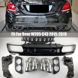 ●メルセデスベンツ,Cクラス,W205,C43,C63,2015-,2019年に適合,エキゾースト,チップ付き,リア,バンパー,ディフューザー,リップ