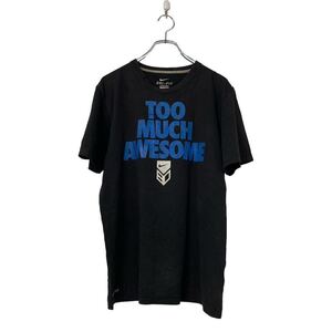 NIKE 半袖 ロゴ プリント Tシャツ S ブラック ブルー ナイキ TOO MUCH AWESOME DRI-FIT スポーツ 古着卸 アメリカ仕入 a508-5873