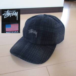 ★即決送込★USA製 STUSSY CAP キャップ 帽子 オールド old oldstussy ステューシー トラッカーキャップ 6パネル チェック ウール