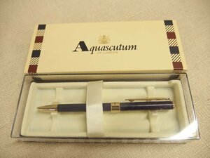 0620514a【簡易メ便】Aquascutum アクアスキュータム ボールペン ネイビーチェック柄/中古品/ZEBRA（ゼブラ）のインク（ブラック）入り