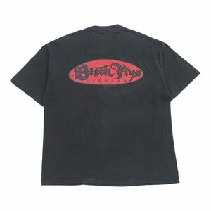 TI1618 90s USA製 BLACK FLYS/ブラックフライズ メンズＸＬ ロゴＴ 半袖Ｔシャツ クルーネック カットソー シングルステッチ Murina/ムリナ