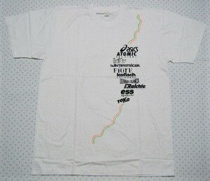 ATOMIC/KILLY/Fiore/Koflach/Raichle/ess/TOKOなどスキーブランド　ロゴ入りプリントＴシャツ　白色　サイズ L　アシックス社販促非売品