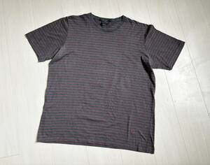 GUCCI グッチ T-SHIRTS Tシャツ カットソー G刺繍 ボーダー border 総柄 半袖 クルーネック コットン グレー 赤 レッド イタリア製 △5