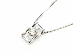 g15813　K18WG　D0.20/0.03ct　ネックレス　USED　美品　3.2g　45cm　アジャスター付新品チェーン