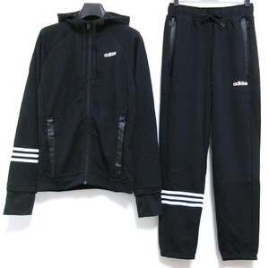 新品★adidas★アディダス★裏毛フルジップパーカー&パンツ セットアップ★スウェット 上下セット★M ブラック