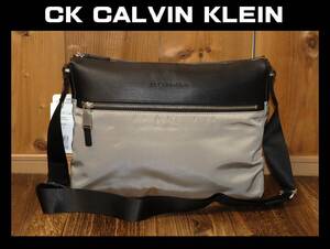 送料無料 即決【未使用】 CK CALVIN KLEIN 日本製 牛革 ナイロン ショルダーバッグ ★ カルバンクライン テンプル 809123 定価2万8600円 併