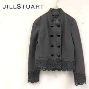 1D2190-K◆良品 JILL STUART ジルスチュアート ナポレオンジャケット◆sizeM カーキ 総裏 刺繍 ウール ショート丈 マニッシュ レディース