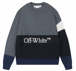 美品 Off-White（オフホワイト）セーター Lサイズ グレー