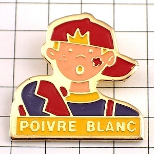 ピンバッジ・赤いばんそうこうスケボー子供 POIVRE-BLANC FRANCE◆フランス限定ピンズ◆レアなヴィンテージものピンバッチ