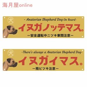 ドッグステッカー　レトロ看板風犬が乗っています　アナトリアンシェパードドッグ