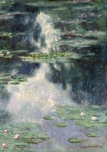 【フルサイズ版】クロード・モネ 睡蓮と池 1907年 Pond with Water Lilies イスラエル博物館 壁紙ポスター 419×594mm シール式 014S2