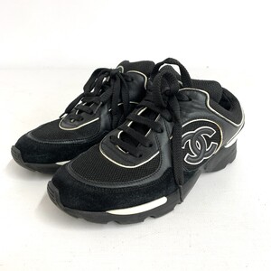 良好◆CHANEL シャネル ココマーク キャンバス スニーカー 36◆G26582 ブラック レディース 靴 シューズ sneakers