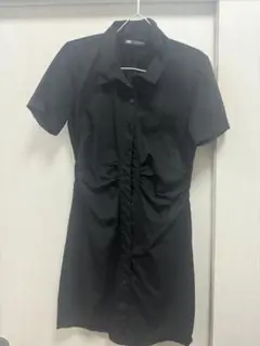 ZARA 黒 半袖 シャツワンピース L