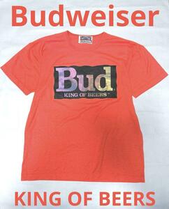 ★Budweiser バドワイザー★Vintage ヴィンテージ★古着 Tシャツ★サイズ L ★レア オレンジ★送料無料★オレンジ ピンク★美品★