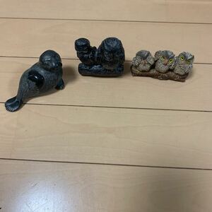  置物フクロウ　3点まとめ売り