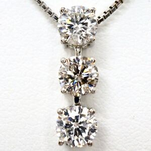 良品!!1ct up!!《Pt900/Pt850 天然ダイヤモンドネックレス》O 4.7g 約45.0cm ジュエリー diamond necklace jewelry ED0/EF1