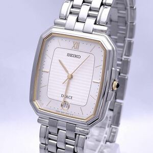 SEIKO セイコー DOLCE ドルチェ 8N45-5030 腕時計 ウォッチ クォーツ quartz デイト ホワイト文字盤 金銀 ゴールド シルバー P654