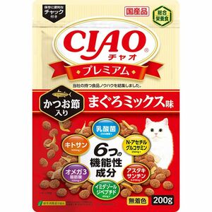 （まとめ買い）いなばペットフード CIAO プレミアム かつお節入り まぐろミックス味 200g 猫用フード 〔×12〕