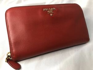 超美品PRADA プラダ 長財布 ラウンドファスナー FUOCO