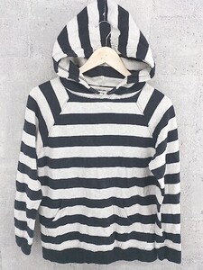 ◇ BEAMS BOY ビームスボーイ ボーダー 長袖 プルオーバー パーカー ブラック グレー レディース