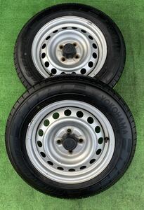 トヨタ純正14インチスチール& 155/80R14 88/86N LT YOKOHAMAラジアルタイヤ2本★160系プロボックス/サクシード★S240710