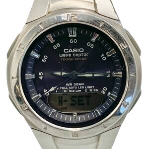 CASIO カシオ WVA-400J クォーツ 電波ソーラー 稼働品 シルバー×ネイビー W1227W5H4A