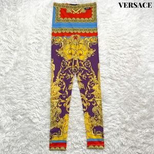 【美品】VERSACE ヴェルサーチ 総柄 バロック レギンス タイツ パンツ 36 高級