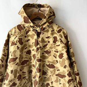 70s 80s Eddie Bauer 黒タグ ダックハンターカモ ゴム引き レイン ジャケット L ビンテージ 70年代 80年代 エディーバウアー 迷彩 フーディ