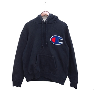 チャンピオン CHAMPION ビッグCロゴワッペン スウェット パーカー コットン 綿 L ブラック 黒 /FT23 レディース