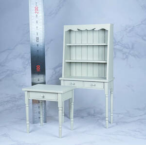 【ハンドメイド】1/12サイズミニチュア家具　2点セット　カラー：アイスグリーン