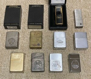 KB1495【ジャンク扱い】ライターまとめて10点 Zippo ジッポ/ジッポー オイルライター 喫煙具 LANCEL PLAYBOY 火花確認済 中古 現状品